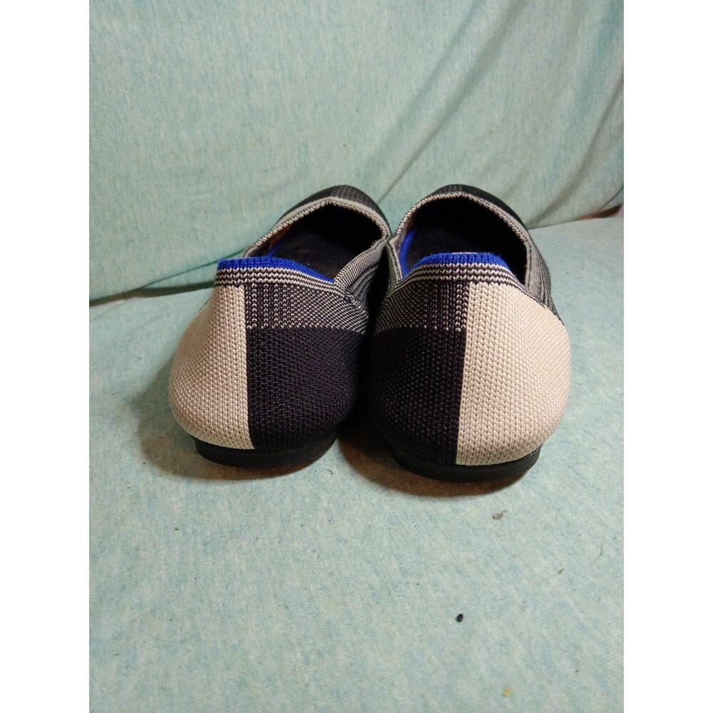 Rothy's Women's Sz W9 Captoe Black White Buffalo Plaid Slip On Flats Blue Trim, - Picture 4 of 6